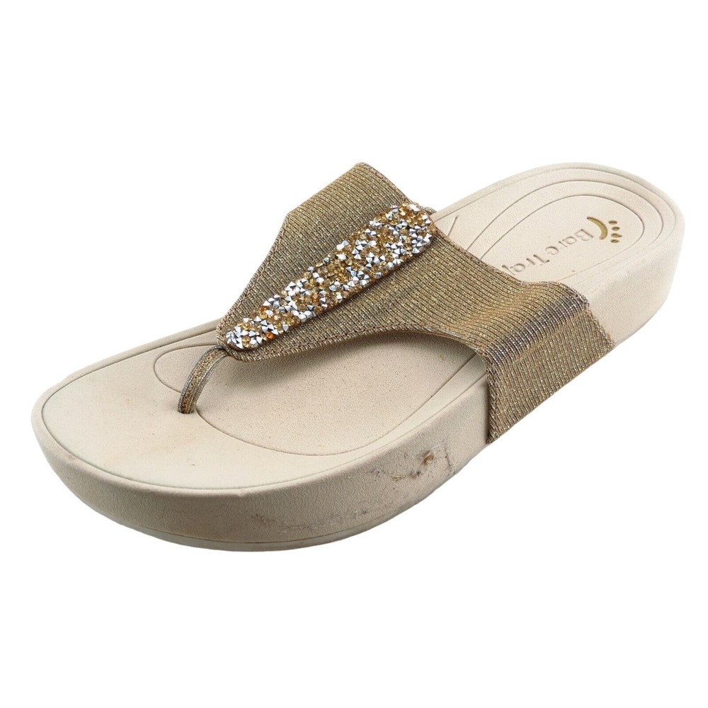 Bare Traps Size 8 M Gold Flip Flop Synthetic Women Sandal Shoes